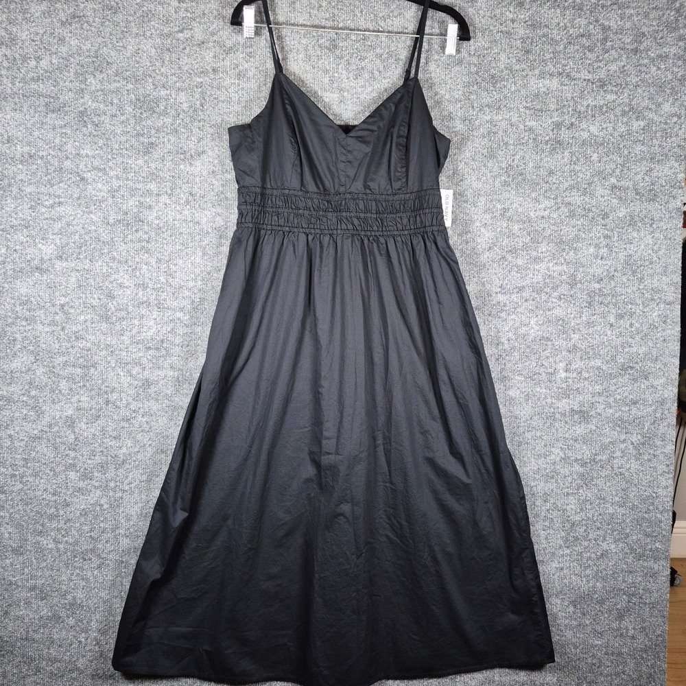 Old Navy Maxi Dress Cami Smocked Cotton Pockets M Black